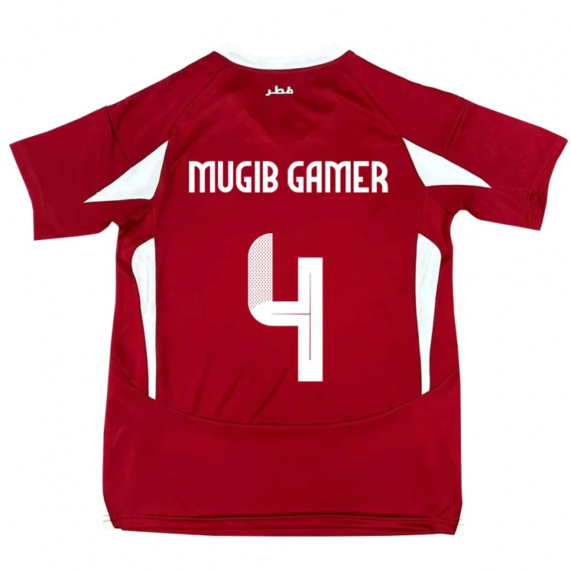 Danxen Femme Maillot Qatar Abdalla Mugib Gamer #4 Rouge Tenues Domicile 24-26 T-Shirt
