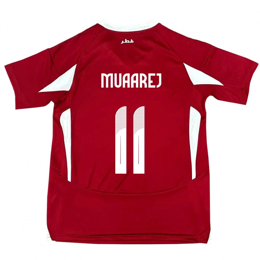 Danxen Femme Maillot Qatar Mooza Muaarej #11 Rouge Tenues Domicile 24-26 T-Shirt