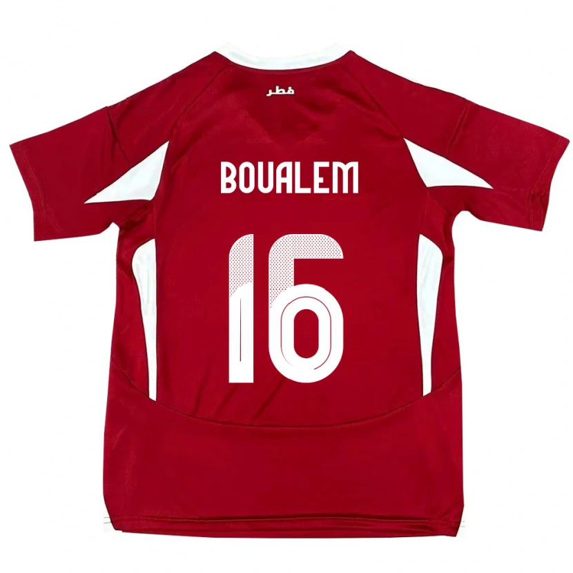 Danxen Femme Maillot Qatar Boualem Khoukhi #16 Rouge Tenues Domicile 24-26 T-Shirt