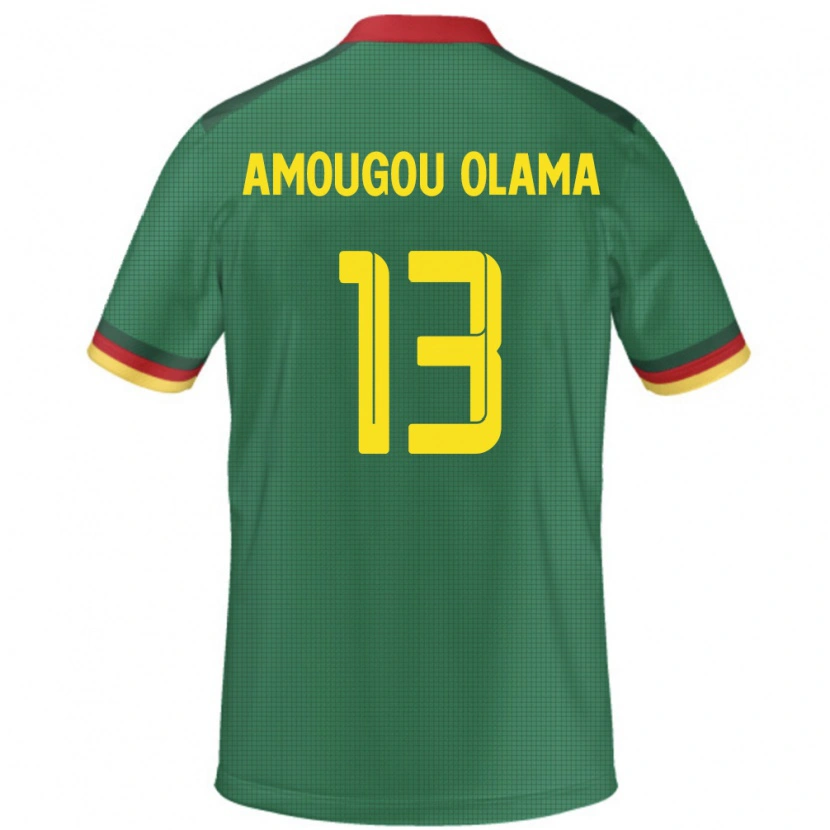 Danxen Femme Maillot Cameroun Maurel Amougou Olama #13 Vert Tenues Domicile 24-26 T-Shirt
