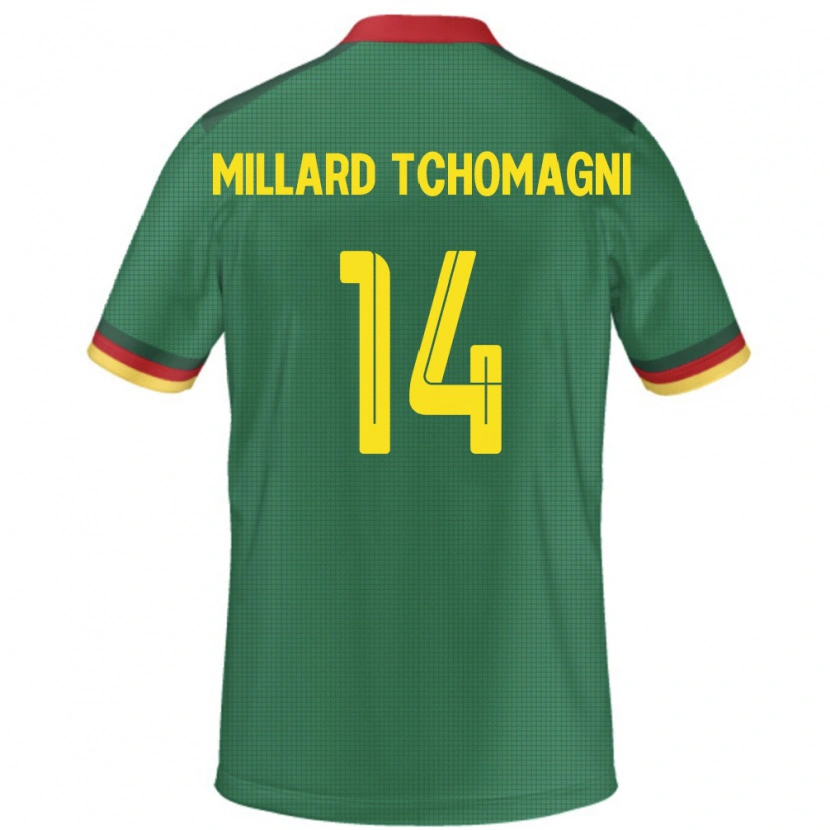 Danxen Femme Maillot Cameroun Samuel Millard Tchomagni #14 Vert Tenues Domicile 24-26 T-Shirt