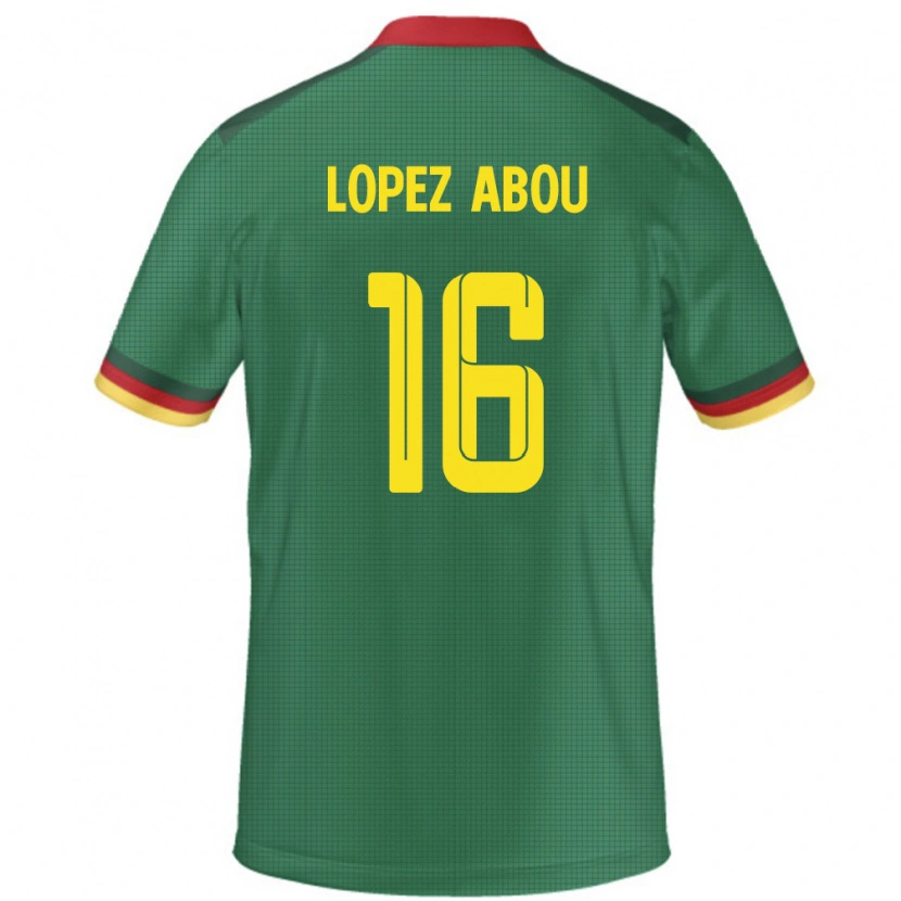 Danxen Femme Maillot Cameroun Junior Lopez Abou #16 Vert Tenues Domicile 24-26 T-Shirt