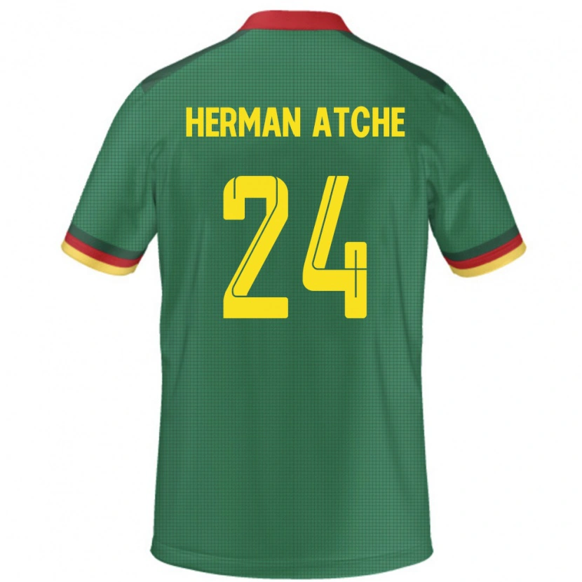 Danxen Femme Maillot Cameroun Miguel Herman Atche #24 Vert Tenues Domicile 24-26 T-Shirt