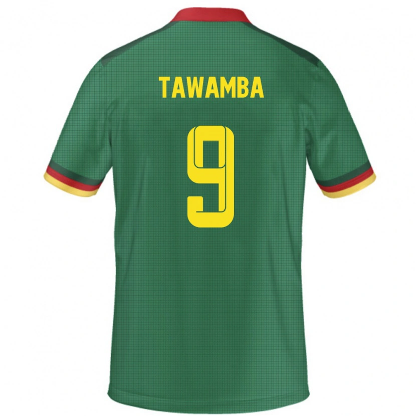 Danxen Femme Maillot Cameroun Leandre Tawamba #9 Vert Tenues Domicile 24-26 T-Shirt