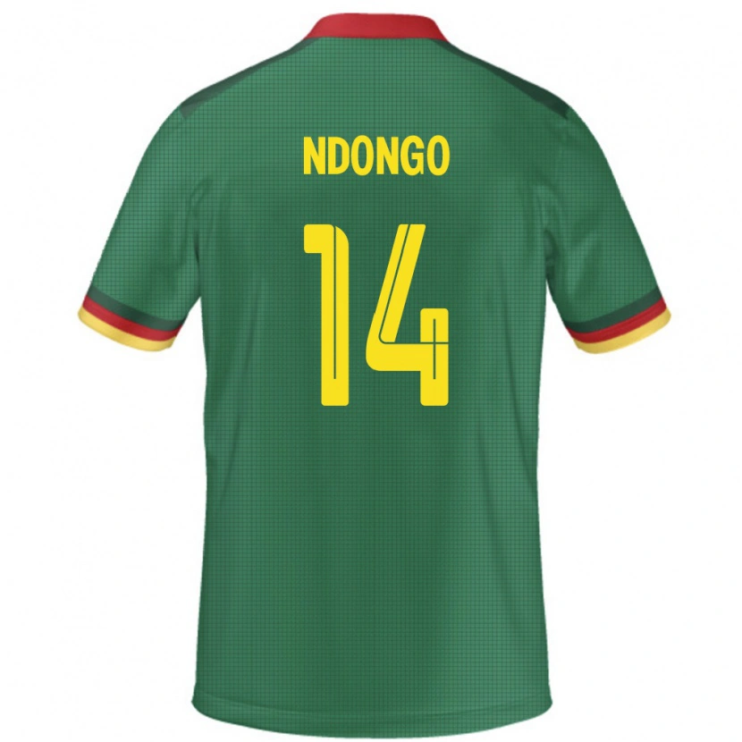 Danxen Femme Maillot Cameroun Nassourou Ndongo #14 Vert Tenues Domicile 24-26 T-Shirt