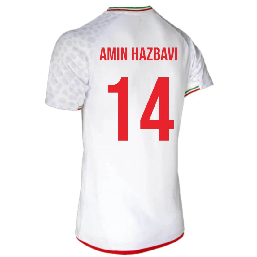 Danxen Femme Maillot Iran Mohammad Amin Hazbavi #14 Blanc Tenues Domicile 24-26 T-Shirt