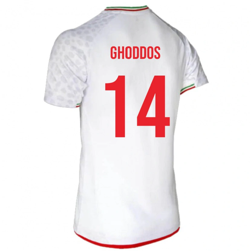Danxen Femme Maillot Iran Saman Ghoddos #14 Blanc Tenues Domicile 24-26 T-Shirt