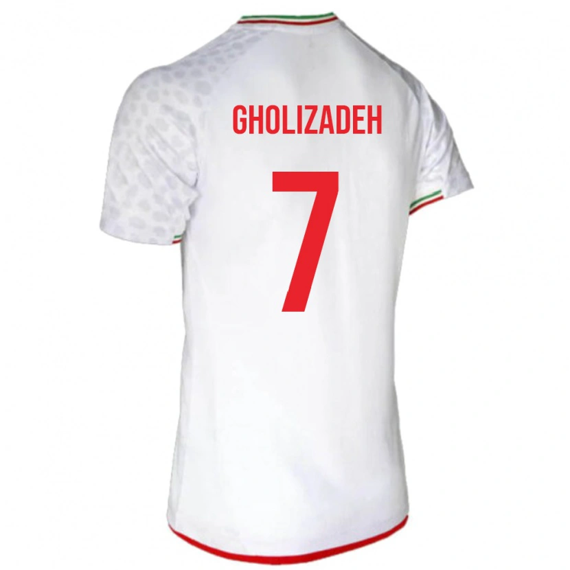 Danxen Femme Maillot Iran Esmaeil Gholizadeh #7 Blanc Tenues Domicile 24-26 T-Shirt