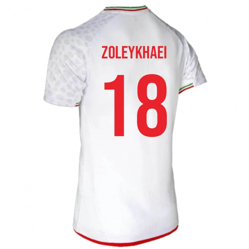 Danxen Femme Maillot Iran Abolfazl Zoleykhaei #18 Blanc Tenues Domicile 24-26 T-Shirt