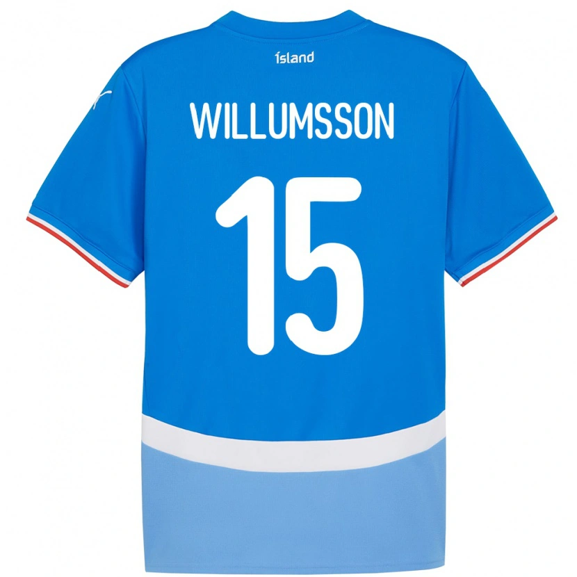 Danxen Femme Maillot Islande Willum Thór Willumsson #15 Bleu Tenues Domicile 24-26 T-Shirt
