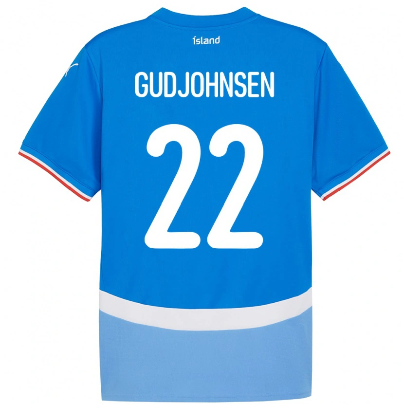 Danxen Femme Maillot Islande Andri Gudjohnsen #22 Bleu Tenues Domicile 24-26 T-Shirt