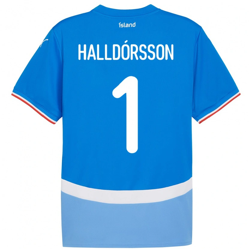 Danxen Femme Maillot Islande Elmar Ágúst Halldórsson #1 Bleu Tenues Domicile 24-26 T-Shirt
