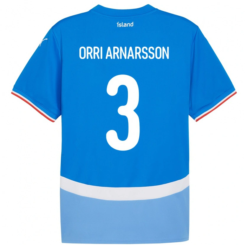 Danxen Femme Maillot Islande Egill Orri Arnarsson #3 Bleu Tenues Domicile 24-26 T-Shirt
