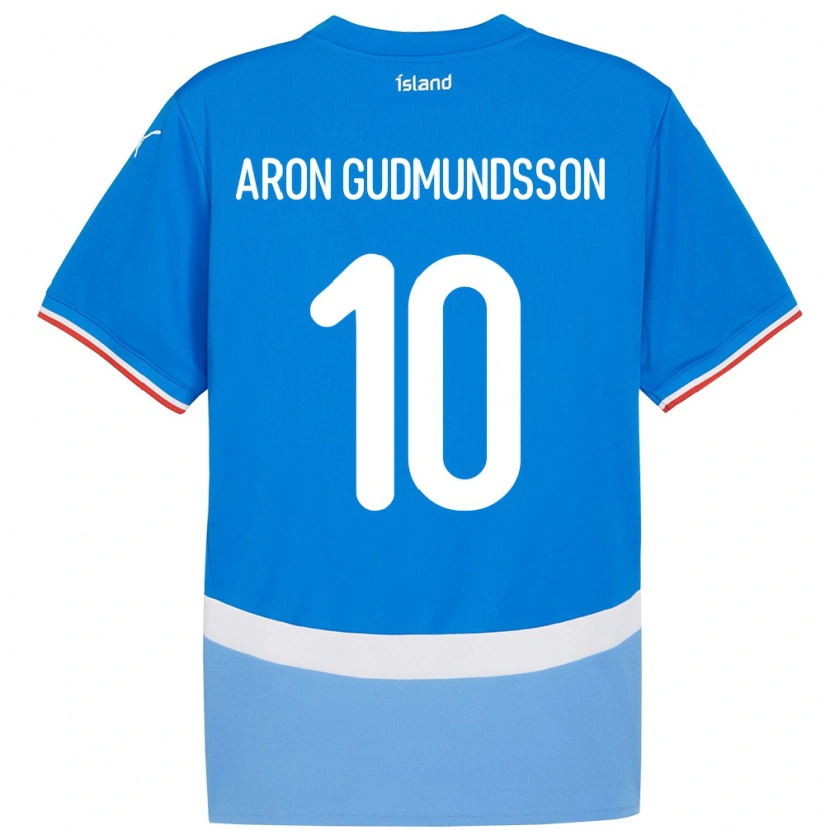 Danxen Femme Maillot Islande Eggert Aron Gudmundsson #10 Bleu Tenues Domicile 24-26 T-Shirt