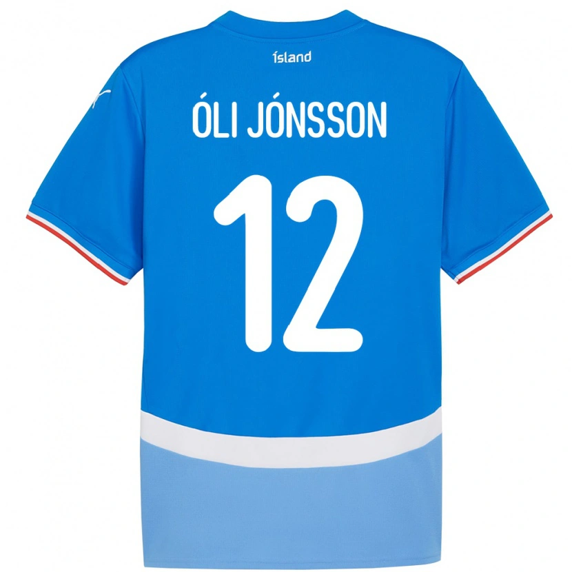 Danxen Femme Maillot Islande Haukur Óli Jónsson #12 Bleu Tenues Domicile 24-26 T-Shirt
