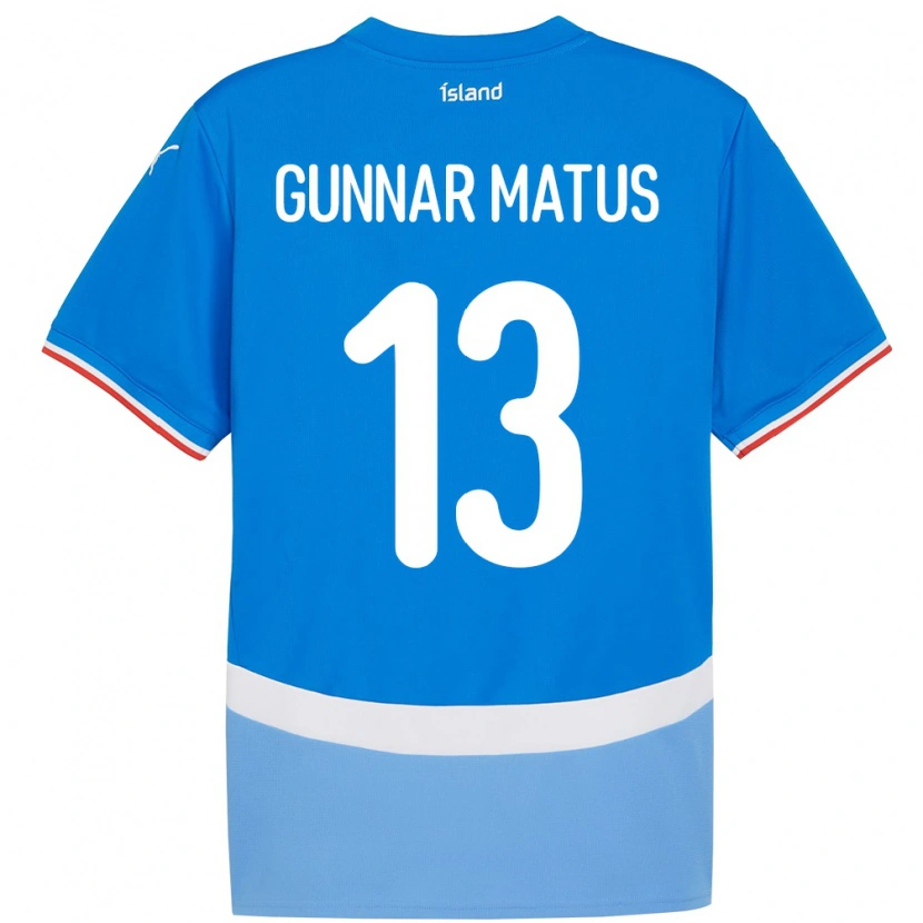 Danxen Femme Maillot Islande Aron Gunnar Matus #13 Bleu Tenues Domicile 24-26 T-Shirt