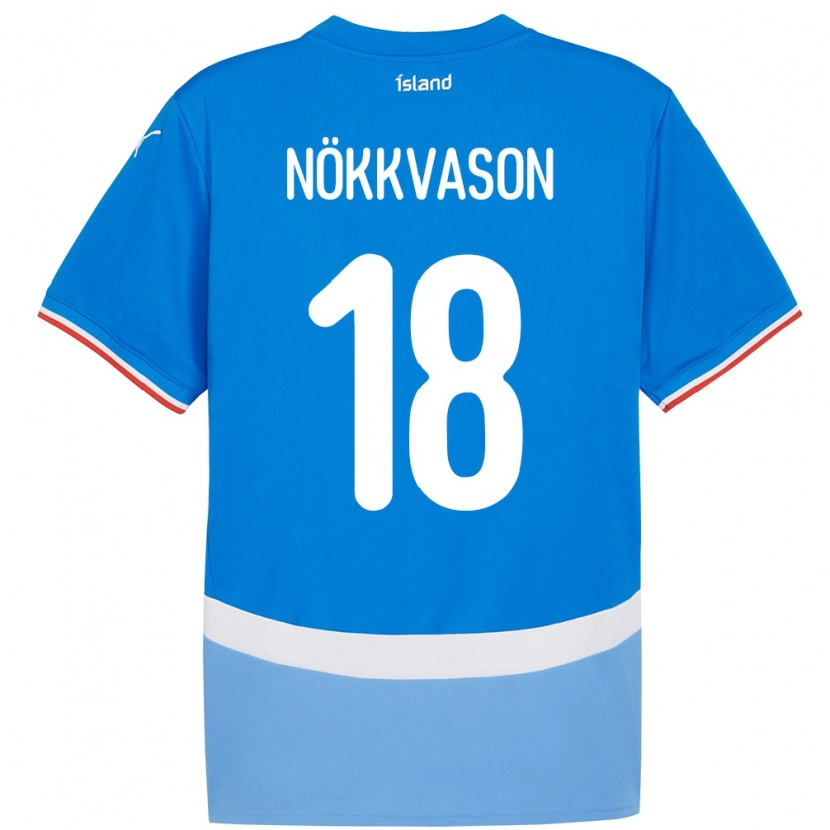 Danxen Femme Maillot Islande Gudmundur Baldvin Nökkvason #18 Bleu Tenues Domicile 24-26 T-Shirt