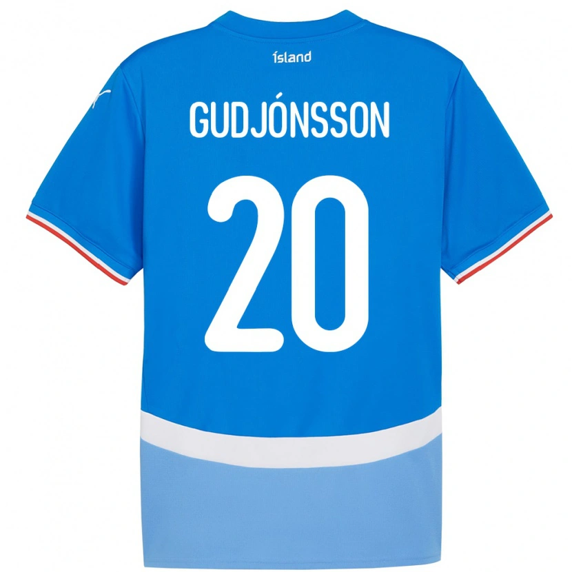 Danxen Femme Maillot Islande Alexander Máni Gudjónsson #20 Bleu Tenues Domicile 24-26 T-Shirt