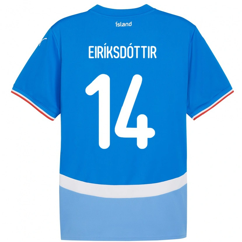 Danxen Femme Maillot Islande Hlín Eiríksdóttir #14 Bleu Tenues Domicile 24-26 T-Shirt
