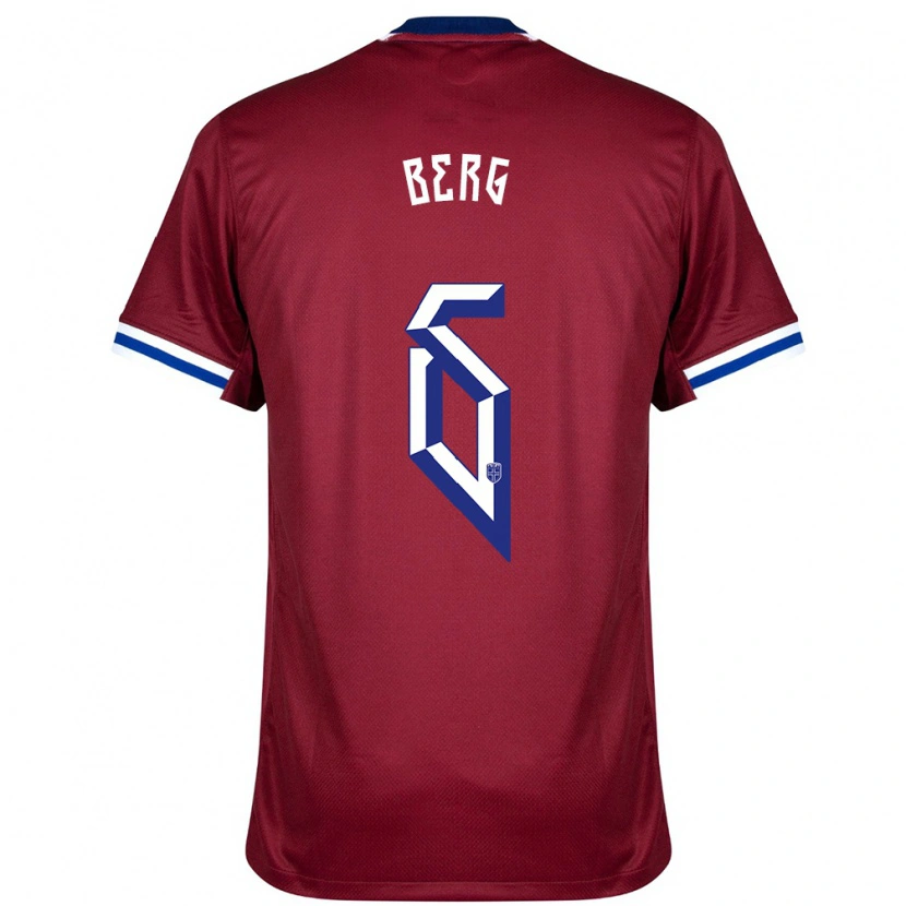 Danxen Femme Maillot Norvège Patrick Berg #6 Rouge Bleu Blanc Tenues Domicile 24-26 T-Shirt