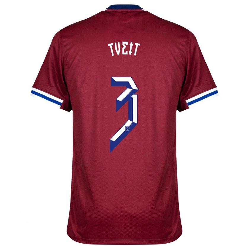 Danxen Femme Maillot Norvège Aksel Tveit #3 Rouge Bleu Blanc Tenues Domicile 24-26 T-Shirt