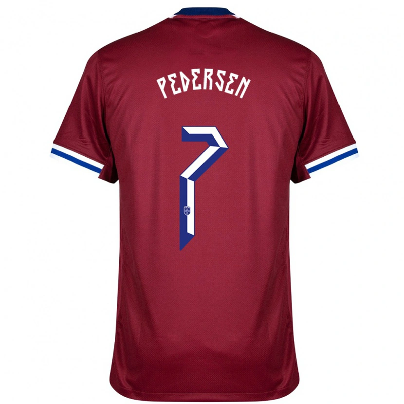 Danxen Femme Maillot Norvège Mats Pedersen #7 Rouge Bleu Blanc Tenues Domicile 24-26 T-Shirt