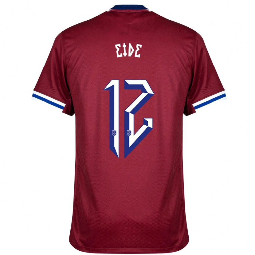 Danxen Femme Maillot Norvège Bernard Eide #12 Rouge Bleu Blanc Tenues Domicile 24-26 T-Shirt