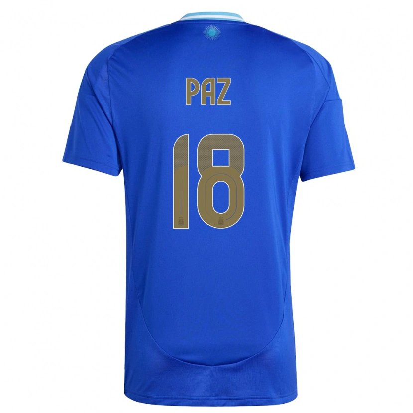 Danxen Femme Maillot Argentine Nico Paz #18 Bleu Tenues Extérieur 24-26 T-Shirt