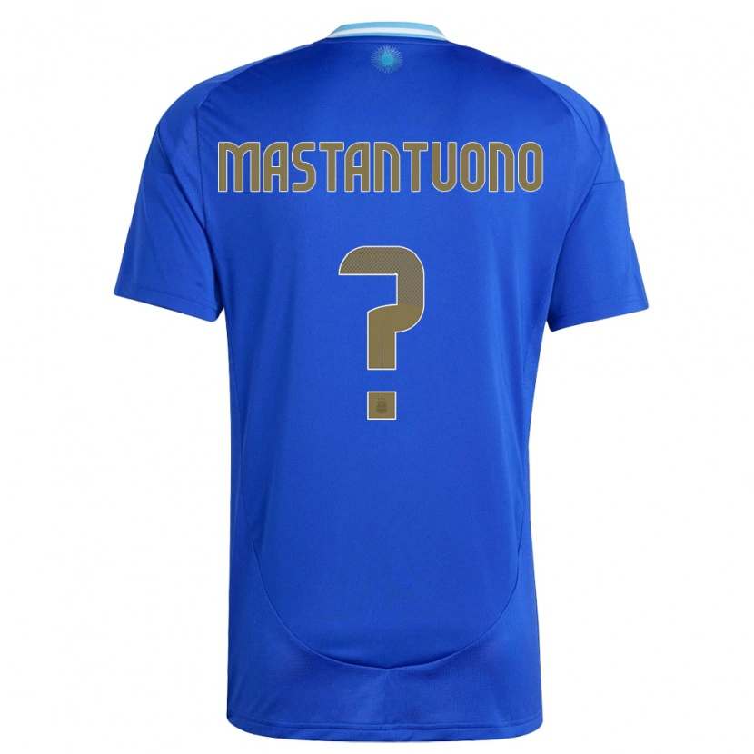 Danxen Femme Maillot Argentine Franco Mastantuono #0 Bleu Tenues Extérieur 24-26 T-Shirt