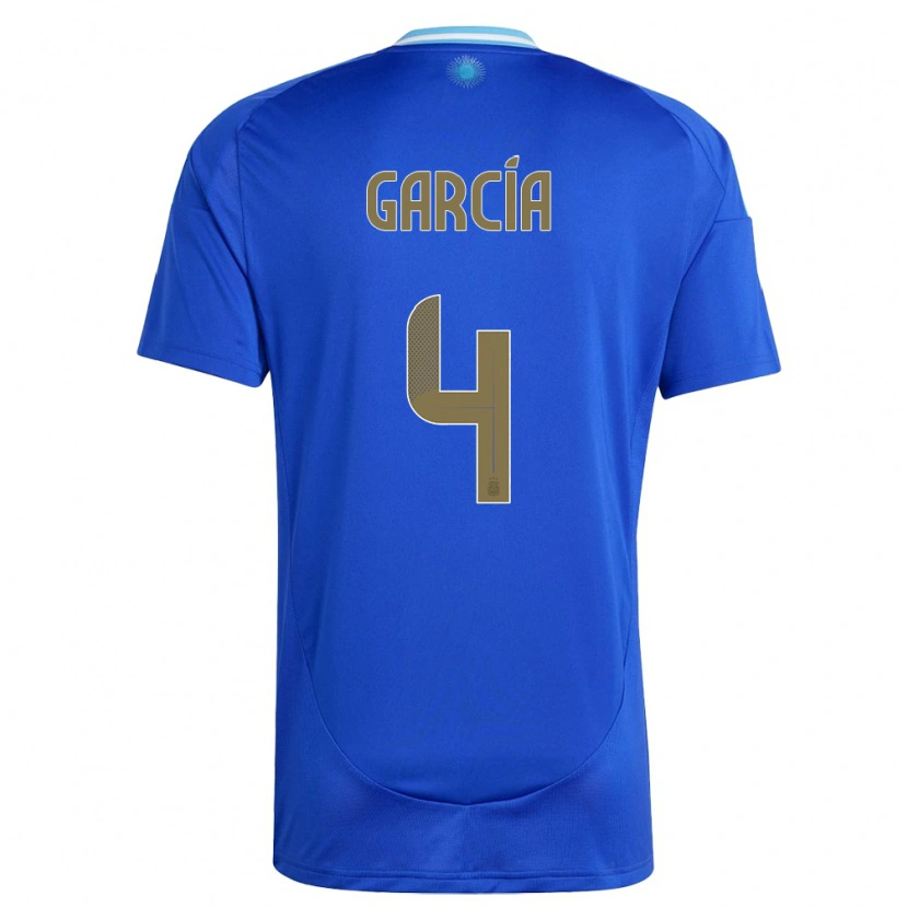 Danxen Femme Maillot Argentine Joaquín García #4 Bleu Tenues Extérieur 24-26 T-Shirt