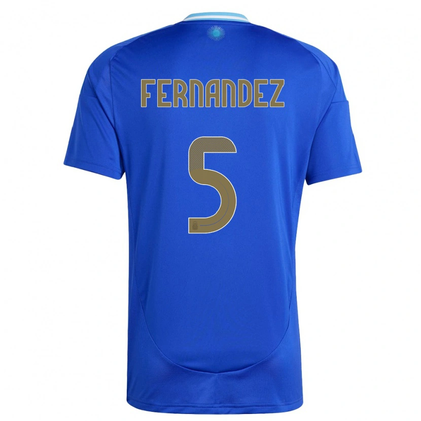 Danxen Femme Maillot Argentine Ezequiel Fernández #5 Bleu Tenues Extérieur 24-26 T-Shirt