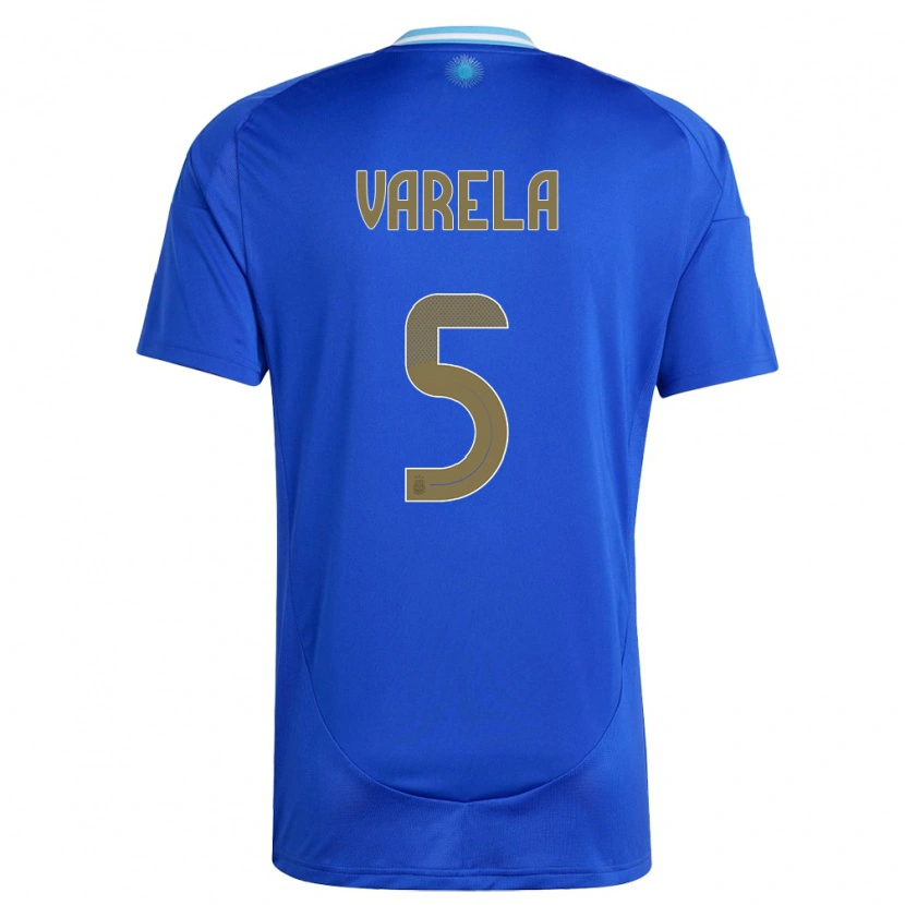 Danxen Femme Maillot Argentine Alan Varela #5 Bleu Tenues Extérieur 24-26 T-Shirt