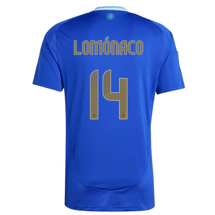 Danxen Femme Maillot Argentine Kevin Lomónaco #14 Bleu Tenues Extérieur 24-26 T-Shirt