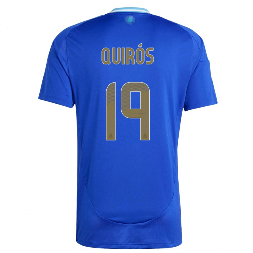 Danxen Femme Maillot Argentine Aarón Quirós #19 Bleu Tenues Extérieur 24-26 T-Shirt