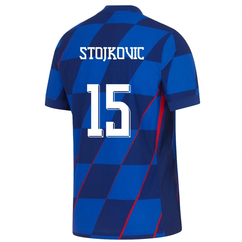 Danxen Femme Maillot Croatie Luka Stojkovic #15 Bleu Tenues Extérieur 24-26 T-Shirt