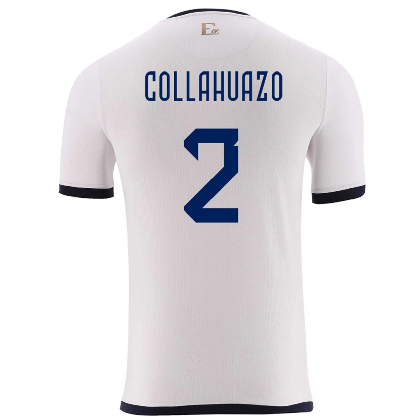 Danxen Femme Maillot Équateur Jair Collahuazo #2 Blanc Tenues Extérieur 24-26 T-Shirt