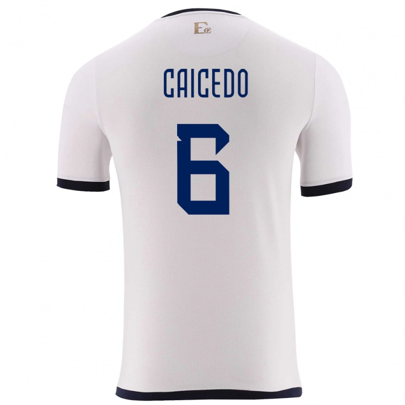 Danxen Femme Maillot Équateur Fricio Caicedo #6 Blanc Tenues Extérieur 24-26 T-Shirt