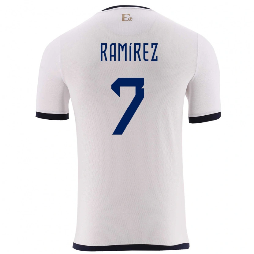 Danxen Femme Maillot Équateur Jalmar Ramírez #7 Blanc Tenues Extérieur 24-26 T-Shirt