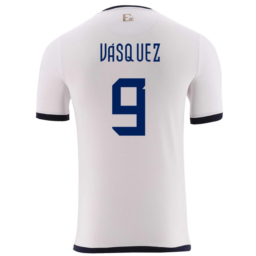 Danxen Femme Maillot Équateur Yandri Vásquez #9 Blanc Tenues Extérieur 24-26 T-Shirt