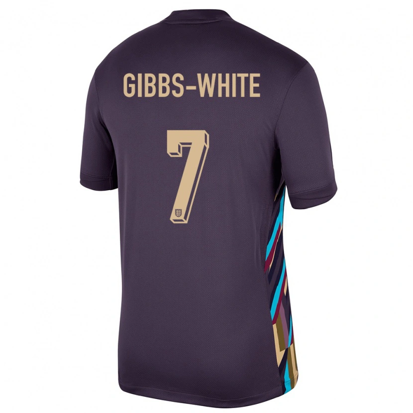 Danxen Femme Maillot Angleterre Morgan Gibbs-White #7 Raisins Noirs Tenues Extérieur 24-26 T-Shirt