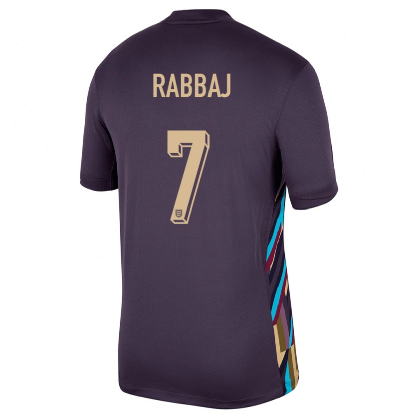 Danxen Femme Maillot Angleterre Ibrahim Rabbaj #7 Raisins Noirs Tenues Extérieur 24-26 T-Shirt