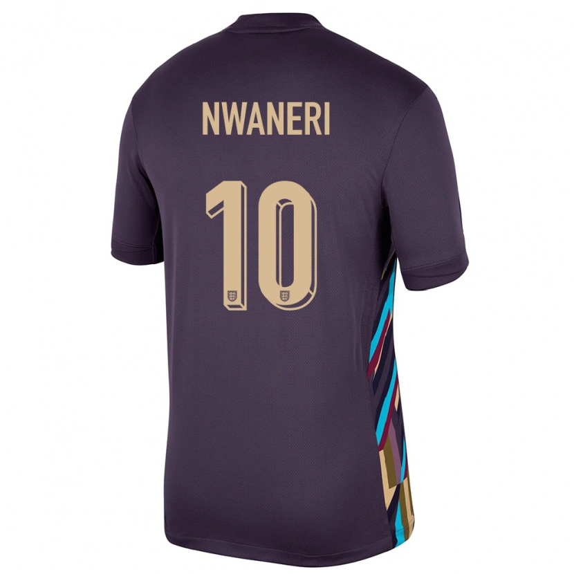 Danxen Femme Maillot Angleterre Ethan Nwaneri #10 Raisins Noirs Tenues Extérieur 24-26 T-Shirt