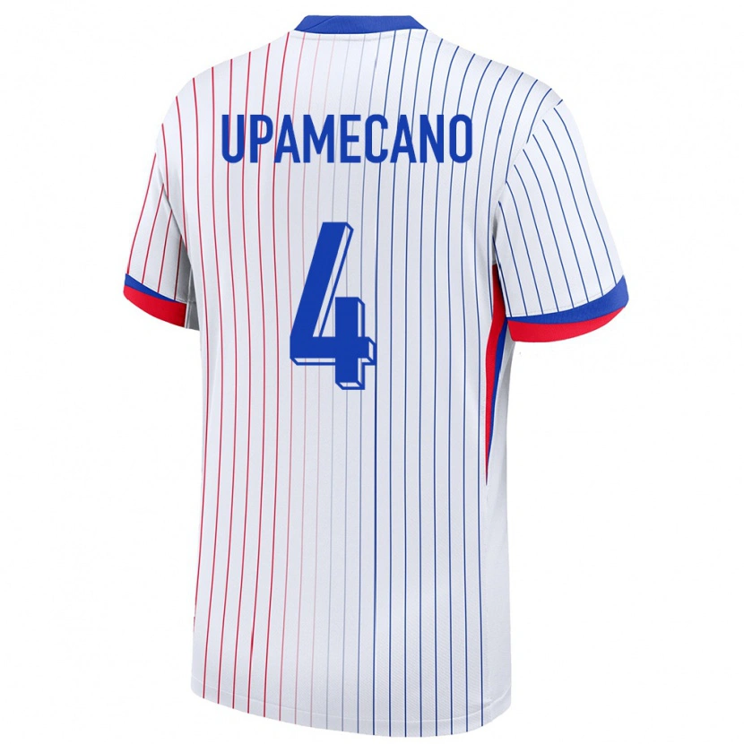 Danxen Femme Maillot France Dayot Upamecano #4 Blanc Tenues Extérieur 24-26 T-Shirt