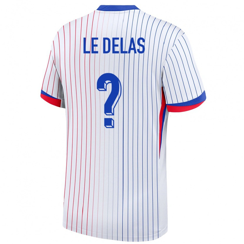Danxen Femme Maillot France Mattéo Le Delas #0 Blanc Tenues Extérieur 24-26 T-Shirt