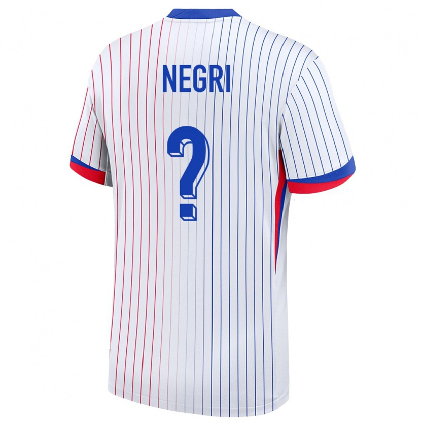 Danxen Femme Maillot France Kylian Negri #0 Blanc Tenues Extérieur 24-26 T-Shirt