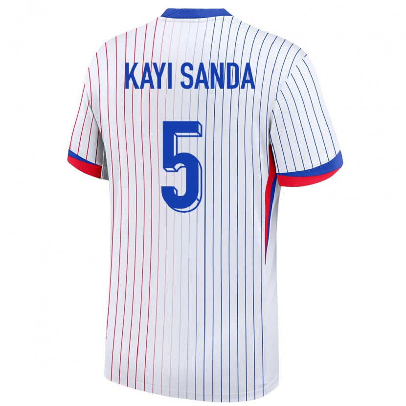 Danxen Femme Maillot France Joachim Kayi Sanda #5 Blanc Tenues Extérieur 24-26 T-Shirt