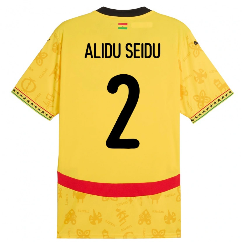 Danxen Femme Maillot Ghana Alidu Seidu #2 Jaune Tenues Extérieur 24-26 T-Shirt
