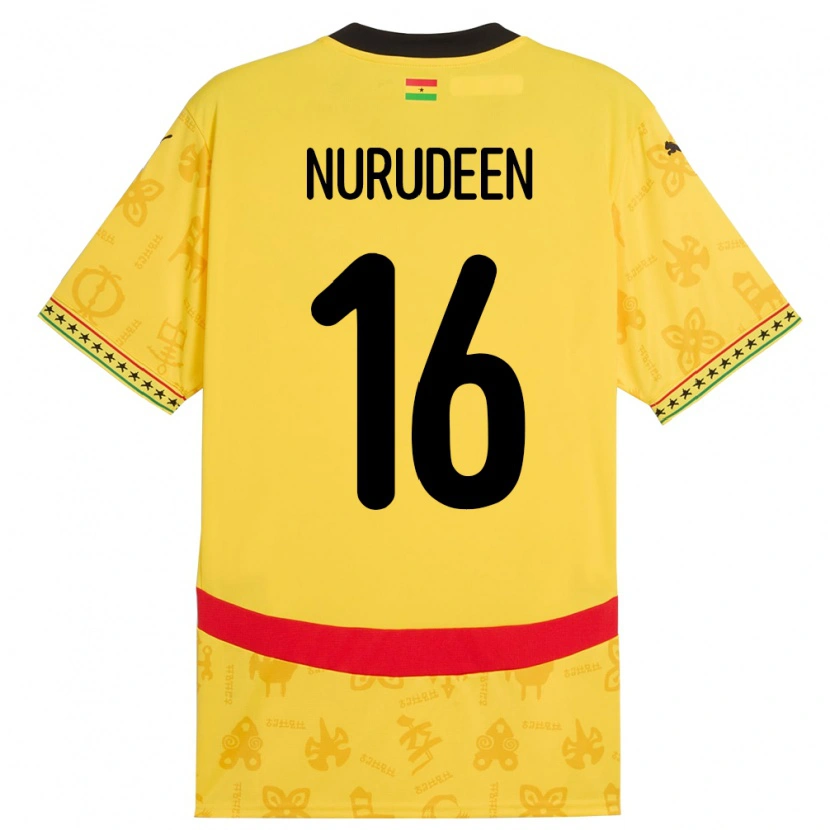 Danxen Femme Maillot Ghana Abdul Nurudeen #16 Jaune Tenues Extérieur 24-26 T-Shirt