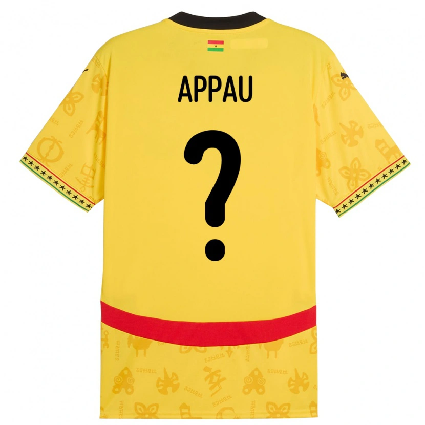 Danxen Femme Maillot Ghana Emmanuel Appau #0 Jaune Tenues Extérieur 24-26 T-Shirt