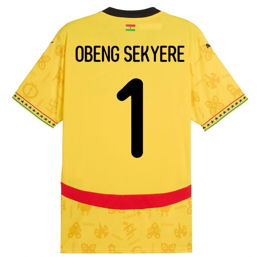 Danxen Femme Maillot Ghana Gregory Obeng Sekyere #1 Jaune Tenues Extérieur 24-26 T-Shirt